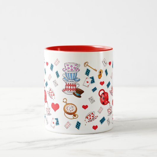 Alice im Wunderland-Themenmuster Zweifarbige Tasse (Mittel)