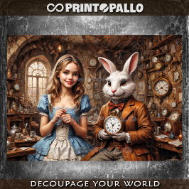 Alice im Wunderland trifft auf das weiße Kaninchen Seidenpapier