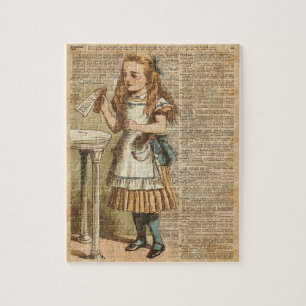 Alice im Wunderland Trinke Mich Vintage-Buchseite- Puzzle