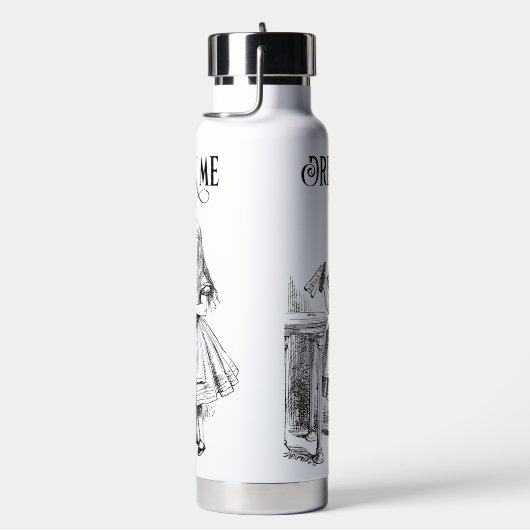 Alice im Wunderland trinkt mich schwarz und weiß Trinkflasche (rechts)