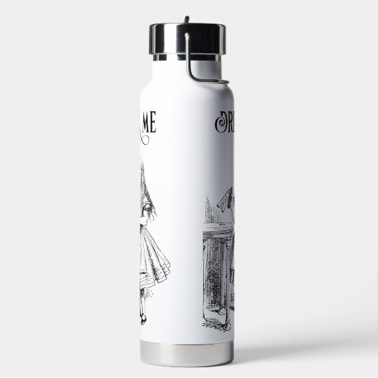 Alice im Wunderland trinkt mich schwarz und weiß Trinkflasche (Links)