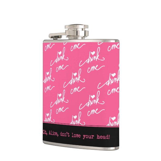 Alice im Wunderland trinkt mich warnen Flachmann (Links)