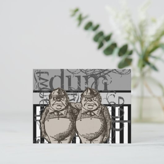 Alice im Wunderland Tweedledum & Tweedlededee Grun Postkarte (Stehend Vorderseite)