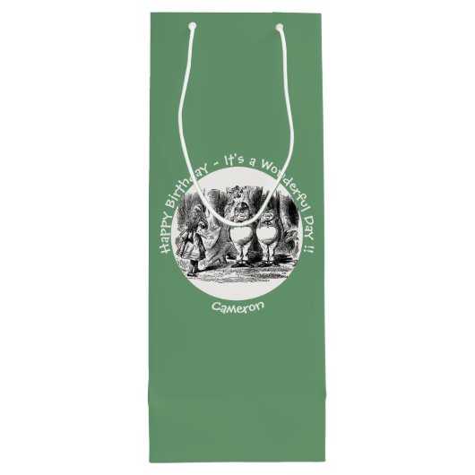 Alice im Wunderland Tweedledum & Tweedledeh Party Geschenktüte Für Weinflaschen (Rückseite)