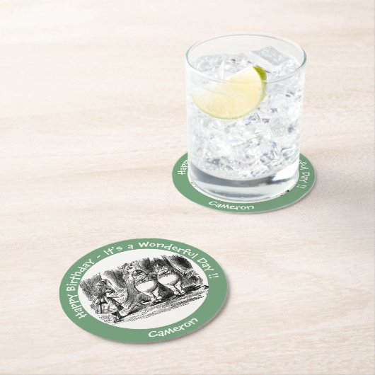 Alice im Wunderland Tweedledum & Tweedledeh Party Runder Pappuntersetzer (Vor Ort)