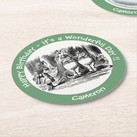 Alice im Wunderland Tweedledum & Tweedledeh Party Runder Pappuntersetzer (Angewinkelt)