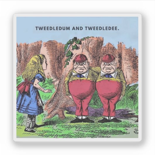 Alice im Wunderland, Tweedledum und Tweedledee Aufkleber (Vorderseite)