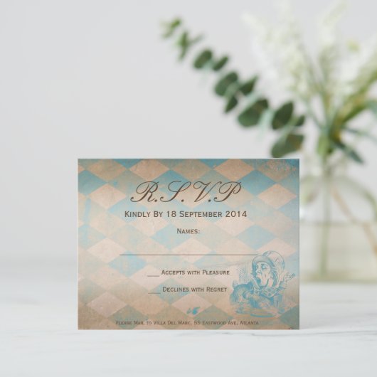 ALICE IM WUNDERLAND - UAWG RSVP KARTE (Stehend Vorderseite)