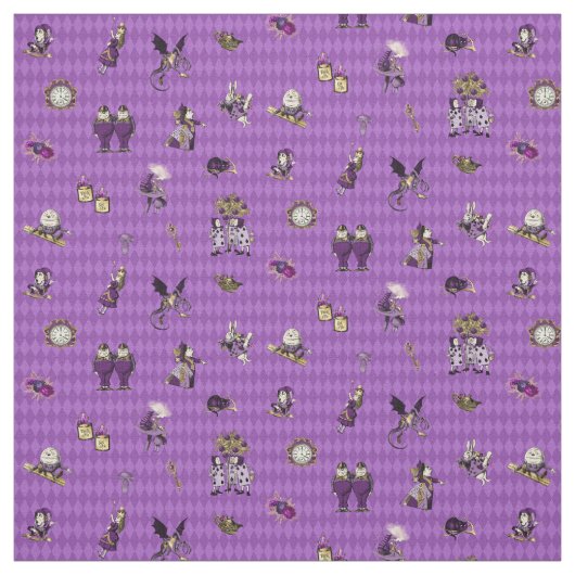 Alice im Wunderland über Lila Harlequin Stoff (Muster)