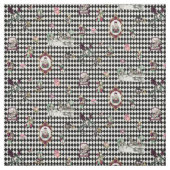 Alice im Wunderland über Schwarz-Weiß-Harlequin Stoff (Muster)