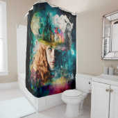 Alice im Wunderland | Uhr und City Skyline Duschvorhang (Beispiel)