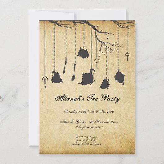 Alice im Wunderland Unbirthday Einladung (Vorderseite)