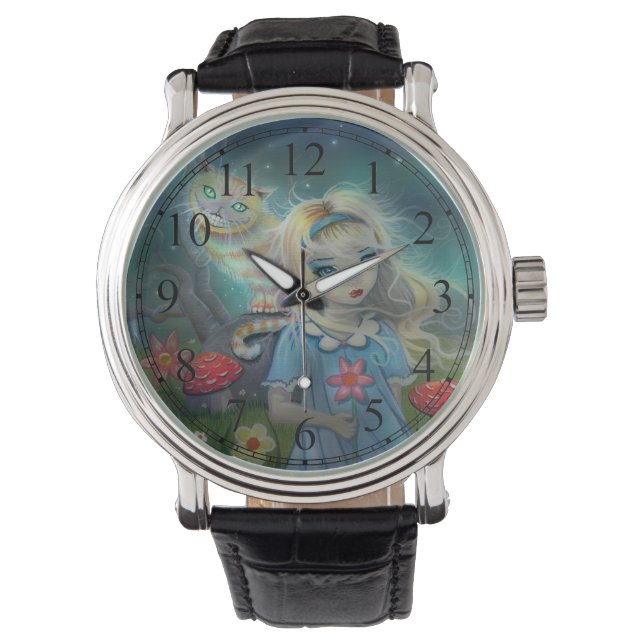 Alice im Wunderland und Cat Art von Cheshire Armbanduhr (Vorderseite)