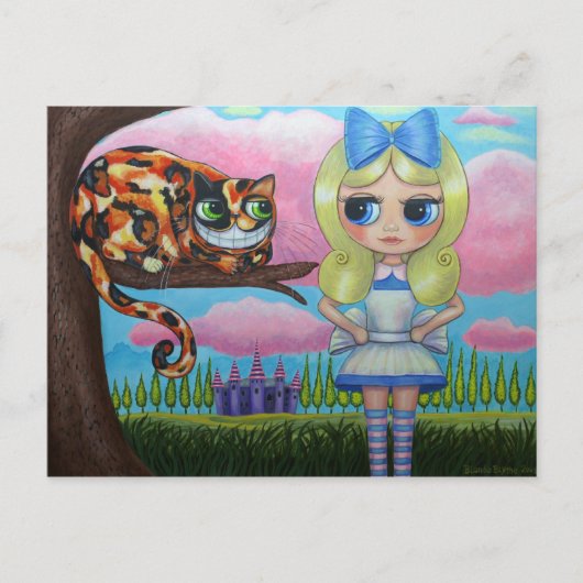 Alice im Wunderland und Cheshire Cat Postkarte (Vorderseite)