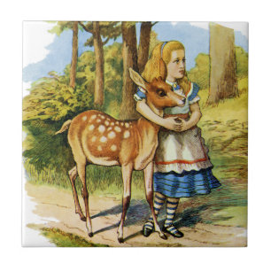 Alice im Wunderland und der Hirsch Fliese