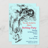 Alice im Wunderland und die Cheshire-Katze Einladung (Vorne/Hinten)