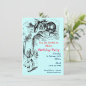 Alice im Wunderland und die Cheshire-Katze Einladung (Stehend Vorderseite)