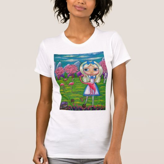 Alice im Wunderland und die Flamingos T-Shirt (Vorderseite)