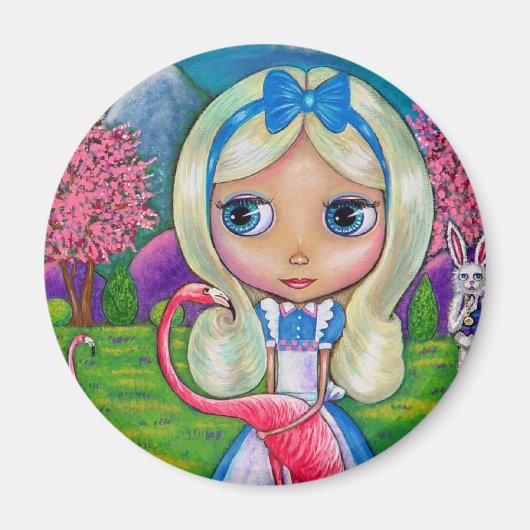 Alice im Wunderland und Flamingo Magnet (Vorne)