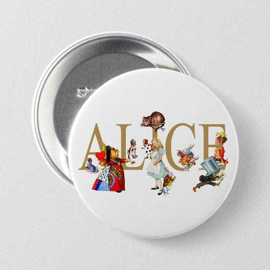 ALICE IM WUNDERLAND UND FREUEN BUTTON (Vorne & Hinten)