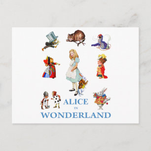 ALICE IM WUNDERLAND UND FREUEN POSTKARTE