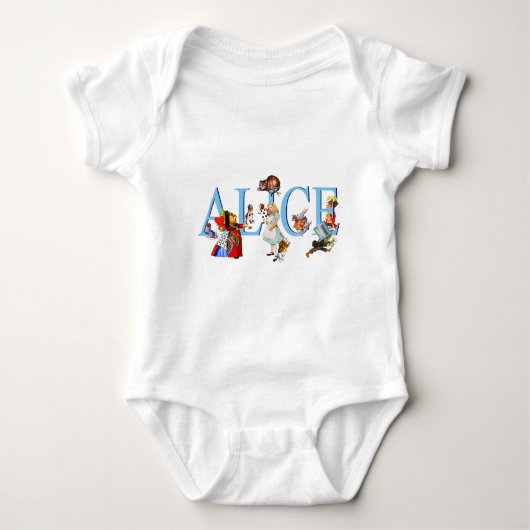 ALICE IM WUNDERLAND UND FREUNDE BABY STRAMPLER (Vorderseite)