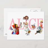 Alice im Wunderland und Freunde Postkarte (Vorne/Hinten)