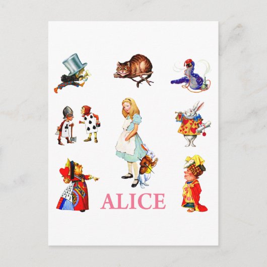 Alice im Wunderland und Freunde Postkarte (Vorderseite)