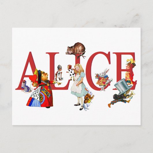 Alice im Wunderland und Freunde Postkarte (Vorderseite)