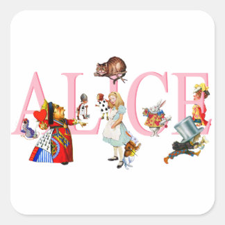 Alice im Wunderland und Freunde Quadratischer Aufkleber