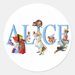 ALICE IM WUNDERLAND UND FREUNDE RUNDER AUFKLEBER