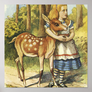 Alice im Wunderland und Hirsch Poster