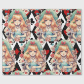 Alice im Wunderland und Kartenthema Geschenkpapier (Flach)
