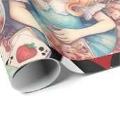 Alice im Wunderland und Kartenthema Geschenkpapier (Rolleneckpunkt)