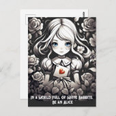 Alice im Wunderland und Rose Blumenfantasie Postkarte (Vorne/Hinten)