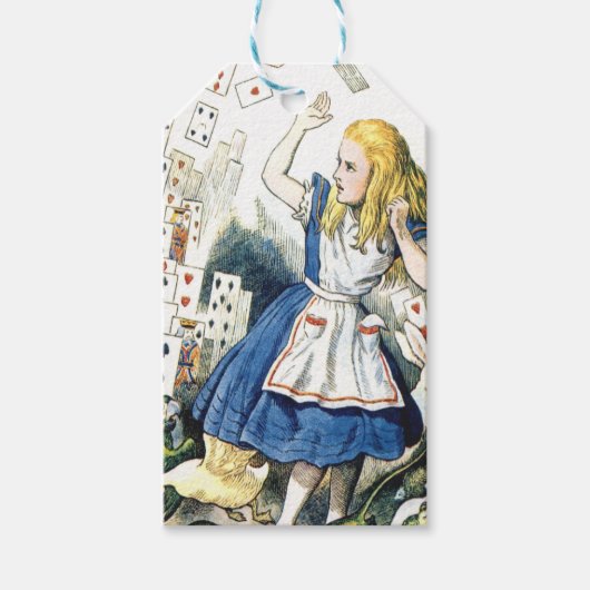 Alice im Wunderland und Spielkarten Geschenkanhänger (Vorderseite)