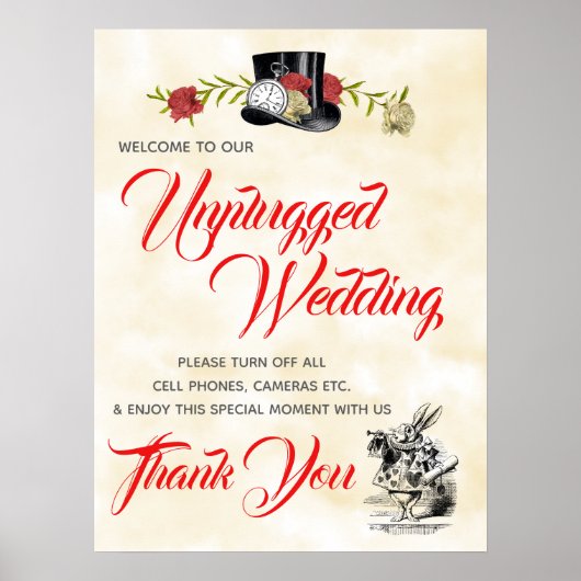 Alice im Wunderland Unplugged Wedding Sign Poster (Vorne)