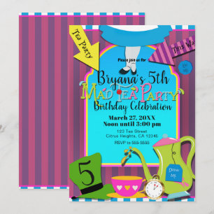 Alice im Wunderland Verrückte Teeparty zum Geburts Einladung