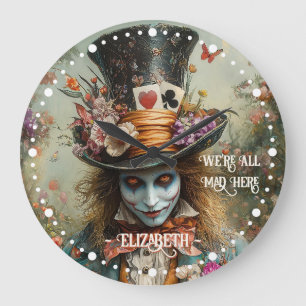Alice im Wunderland Verrückter Hatter Teeparty Große Wanduhr