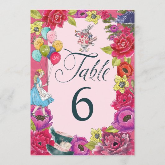 Alice im Wunderland Vibranal Florals Tischnummer (Rückseite)