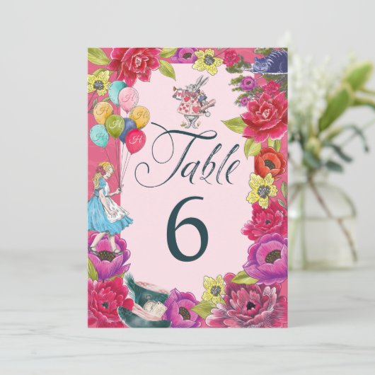 Alice im Wunderland Vibranal Florals Tischnummer (Stehend Vorderseite)