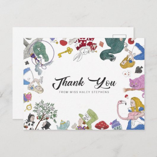 Alice im Wunderland Vielen Dank Hinweis Postkarte (Vorne/Hinten)