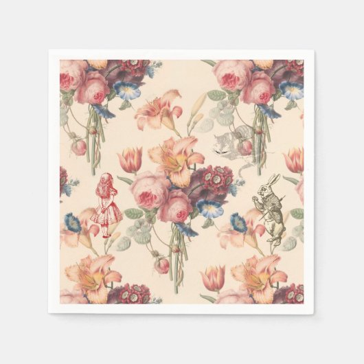 Alice im Wunderland Vintag Garden Blume Napkin Serviette (Vorderseite)