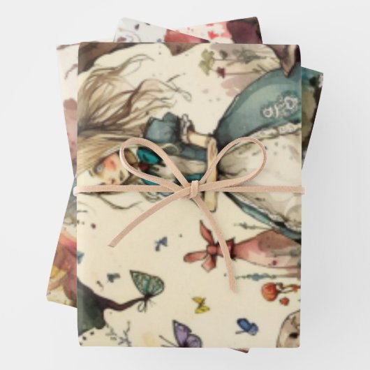 Alice im Wunderland Vintag Geschenkpapier Set (Beispiel)