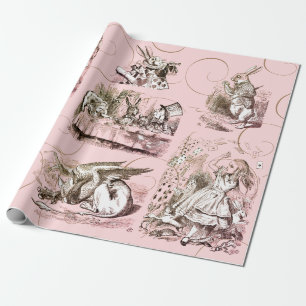 Alice im Wunderland Vintag rosa Geschenkpapier