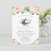 Alice im Wunderland Vintag Teekanne Einladung (Stehend Vorderseite)