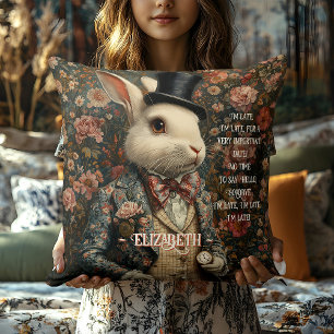 Alice im Wunderland Vintag Weißes Kaninchen Kissen