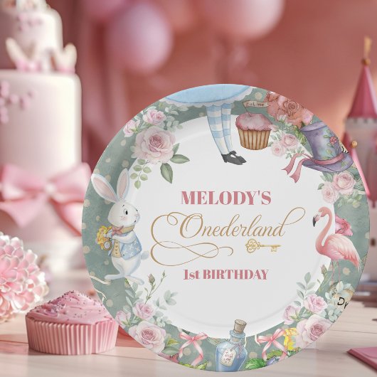 Alice im Wunderland Vintage 1. Geburtstag Pappteller