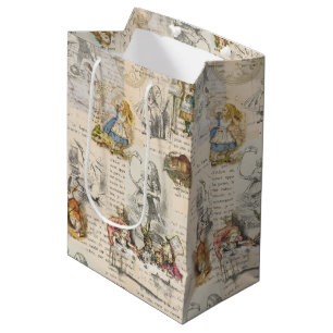 Alice im Wunderland Vintage Buch Geschenktasche Mittlere Geschenktüte