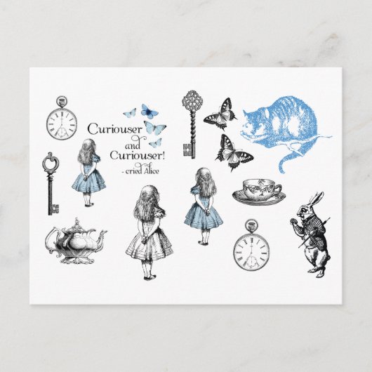 Alice im Wunderland Vintage Dinge Postkarte (Vorderseite)